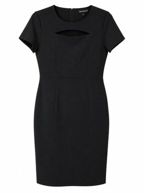 Harve Benard Black Short-Sleeve Sheath Dress with Front Cutout